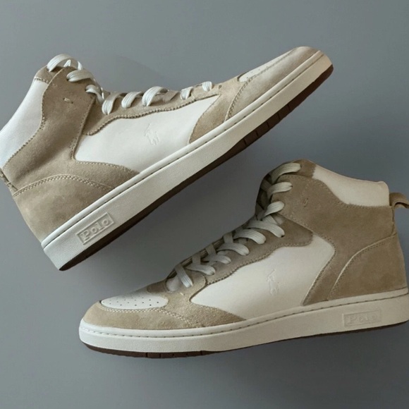 NEW Polo Ralph Lauren Court Leather Suede High-Top Sneaker...